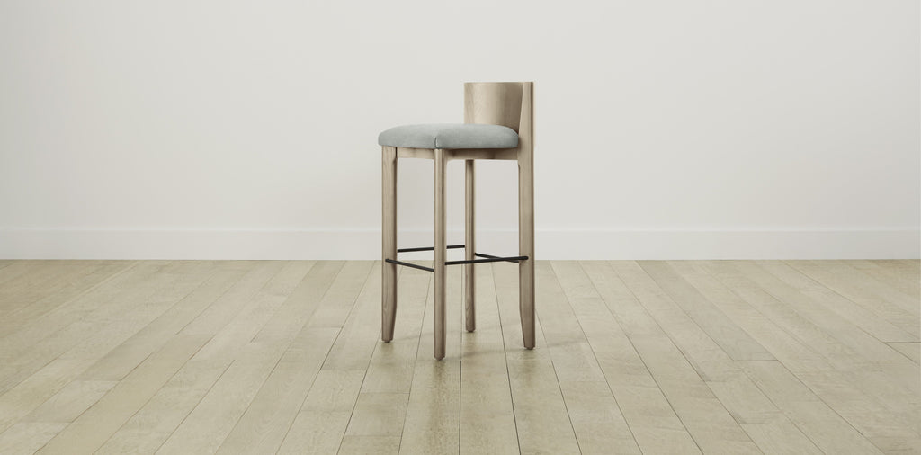 The Delancey with Brushed Nickel - Performance Melange Weave Seaglass Bar and Counter Stool