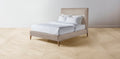 The Essex  - Nubuck Leather Fawn Bed - 50" Headboard - Muslin on reverse