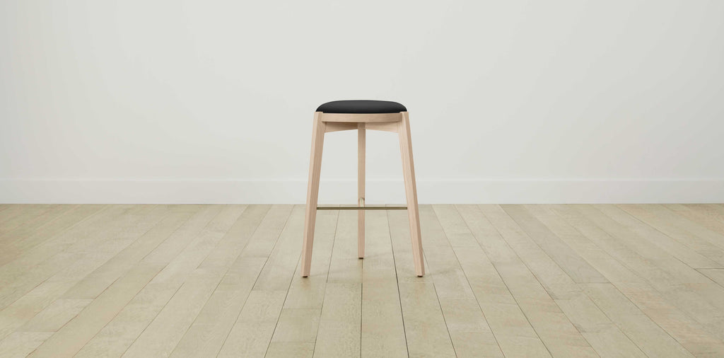 The Stanton with Brushed Brass - Pebbled Leather Ink Bar and Counter Stool
